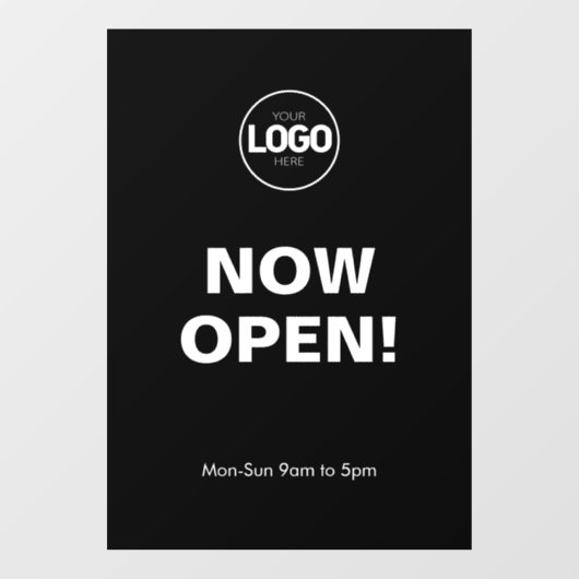 オープンしました | ロゴ付きブラックウィンドウクリング ウィンドウサイン (シート)