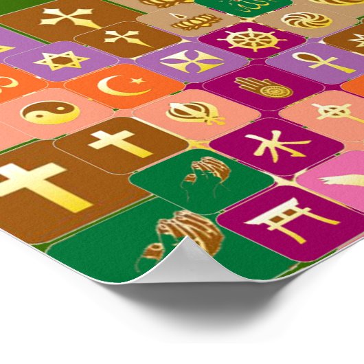 オープンな心のために:すべての宗教に対する尊敬 ポスター (角)