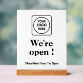 オープンのロゴ | オリジナルの店舗営業時間サイン アクリルサイン (ニュートラル)