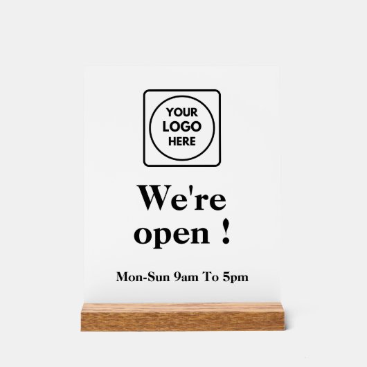 オープンのロゴ | オリジナルの店舗営業時間サイン アクリルサイン (正面)