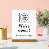 オープンのロゴ | オリジナルの店舗営業時間サイン アクリルサイン (ウェディング)