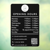 オープンの営業時間のQRコードロゴブラック ウィンドウサイン (シート3)