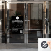 オープンの営業時間のQRコードロゴブラック ウィンドウサイン (オフィスドア)