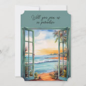 オープンウィンドウビーチシーンパラダイストロピカル 招待状 (正面)