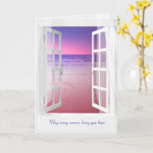 オープンウインドパープル海サンライズ悔やみや弔慰 カード (黄色い花)