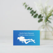 オープンウォーターダイビングインストラクターブルー海グラデーション 名刺 (スタンド正面)