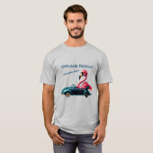 オープンカー退職したブの正式なピンクのフラミンゴ Tシャツ (正面フル)