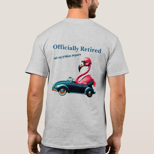 オープンカー退職したブの正式なピンクのフラミンゴ Tシャツ (裏面)