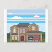 オープンガレージの家。2両 ポストカード (正面)