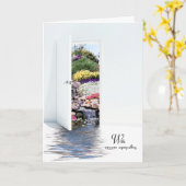 オープンガーデンドア悔やみや弔慰 カード (黄色い花)