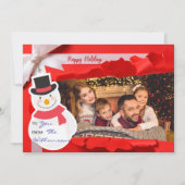 オープンギフトが家族の写真を明らかにハッピーホリデー シーズンカード (正面)