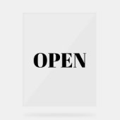 オープンサインミニマルタイポグラフィブラックシンプルクール アクリルサイン (正面)