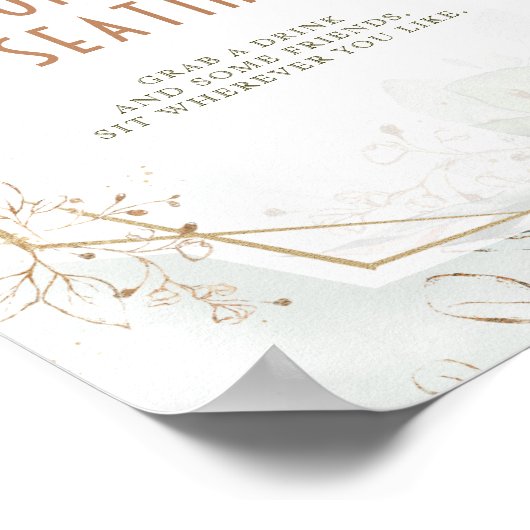 オープンシーティングサイングリーンと金ゴールド幾何学的 ポスター (角)