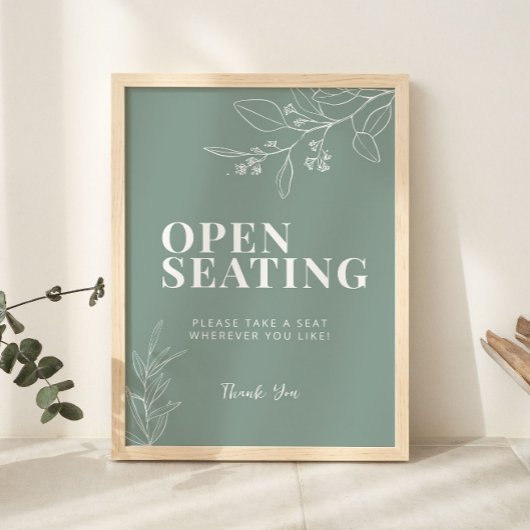 オープンシーティングセージ結婚グリーンのサイン ポスター