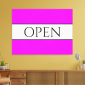 オープンスポーティおもしろい明るい熱帯ピンク白ストライプ色 キャンバスプリント (インサイチュ (リビング))