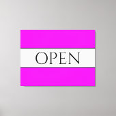 オープンスポーティおもしろい明るい熱帯ピンク白ストライプ色 キャンバスプリント (正面)