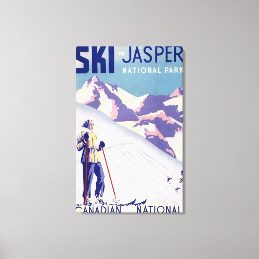 オープンスロープの女性ポスター キャンバスプリント (正面)