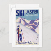 オープンスロープの女性ポスター ポストカード (正面/裏面)