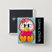 オープンソースのコンピュータ技術の女性 缶バッジ (正面&裏面)