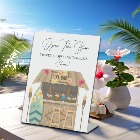 オープンティキバーエキゾチックルアウ(ハワイ式宴会)ブライダルシャワー 台座サイン