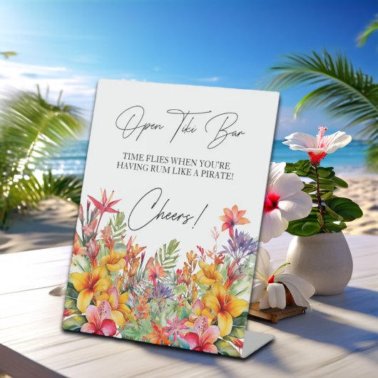 オープンティキバートロピカルルアウ(ハワイ式宴会)ブライダルシャワー 台座サイン