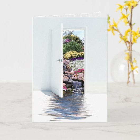 オープンドアとガーデンの誕生日 カード (黄色い花)