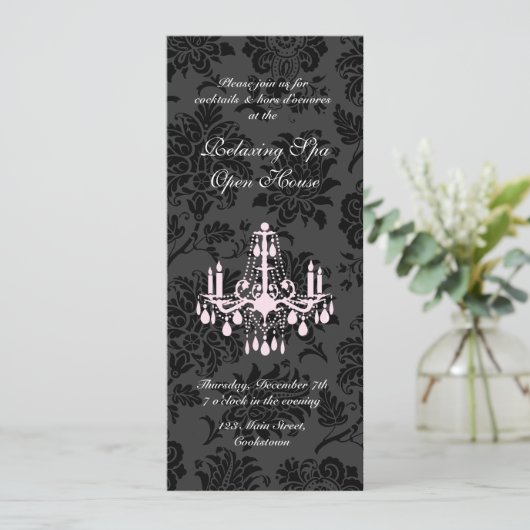 オープンハウスの黒のビクトリア時代の人のダマスク織 招待状 (スタンド正面)