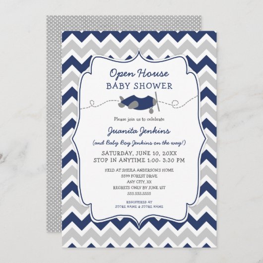 オープンハウスボーイベビーシャワー 招待状 (正面/裏面)