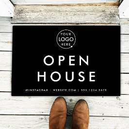 オープンハウス不動産業モダンブラック不動産仲介業者 ドアマット