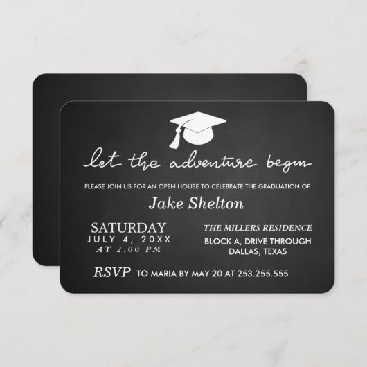 オープンハウス卒業式で冒険を始める 招待状 (正面/裏面)