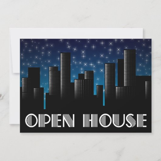 オープンハウス告知 : 都市景観の夜空 案内状 (正面)