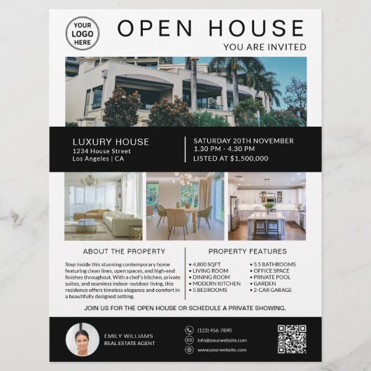 オープンハウス実在エステートブローカーロゴ写真QR チラシ (正面)