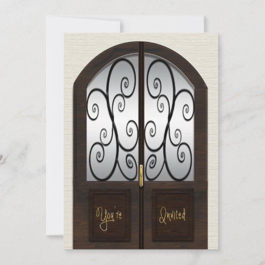 オープンハウス招待状 - おしゃれなツーガラスドア 招待状 (正面)
