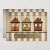 オープンハウス招待状 – ビジネスまたはパーソナルブラウン 招待状 (正面/裏面)