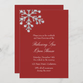 オープンハウス赤いオフセットクリスタルの雪片 招待状 (正面/裏面)