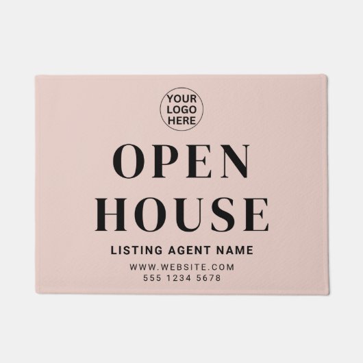 オープンハウスLエテ実在ート赤面ピンクウェルカム ドアマット (正面)