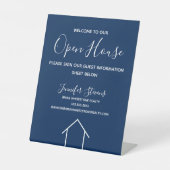 オープンハカスタムウス実在エステート会社ネイビーブルー 台座サイン (正面)