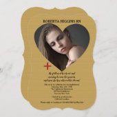 オープンハート金ゴールド写真卒業招待状 招待状 (正面/裏面)