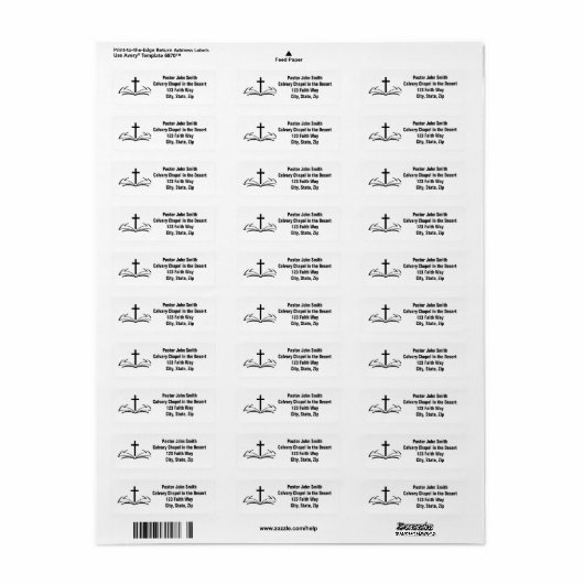 オープンバイブルクリスチャンクロス差出人住所ラベル ラベル (フルシート)