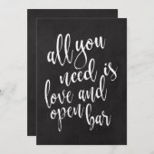 オープンバーが嬉しい、安価なブラックボード結婚式看板 招待状 (正面/裏面)