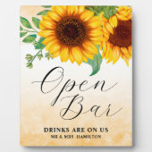 オープンバーひまわりサイン卓上プラーク フォトプラーク (正面)