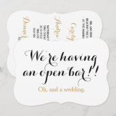 オープンバーを設けています あと結婚式もね 笑 招待状 (正面/裏面)