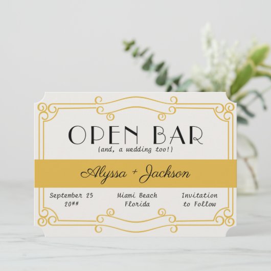 オープンバーアールデコオークレイエローアンドグレー セーブザデート (スタンド正面)