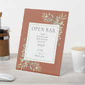 オープンバーエレガントウォーターカラーグリーナリーテラコッタ 台座サイン (インサイチュ)