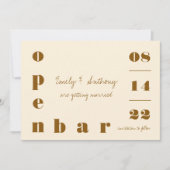 オープンバーオーバーサイズタイポグラフィヴィンテージクリームブロンズ セーブザデート (正面)