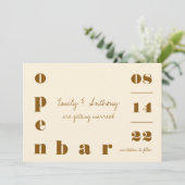 オープンバーオーバーサイズタイポグラフィヴィンテージクリームブロンズ セーブザデート (スタンド正面)