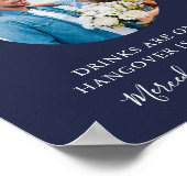 オープンバーカスタムフォトネイビーブルー結婚ズ・ドリンク ポスター (角)