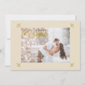 オープンバークリームアールデコシンプルタイポグラフィ写真 セーブザデート (裏面)