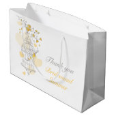 オープンバードケージイエローグレー結婚式の引き出物バッグ ラージペーパーバッグ (裏面アングル)