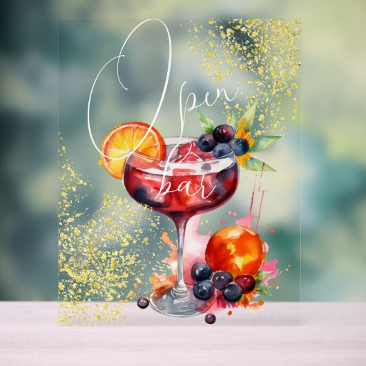 オープンバードリンク結婚金ゴールド アクリルサイン (ニュートラル)